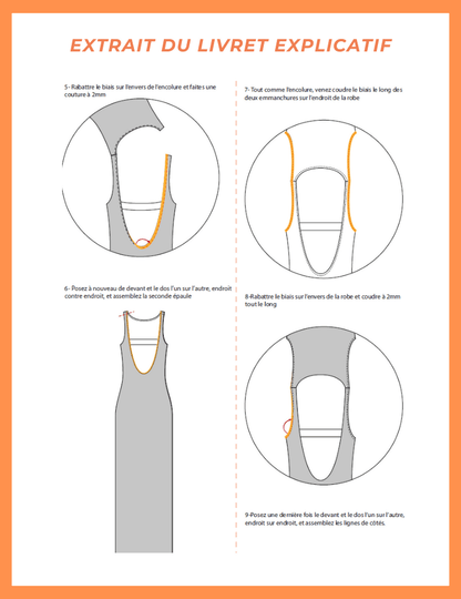 Instructions de couture pour la Robe Aury, patron de couture pdf à télécharger.