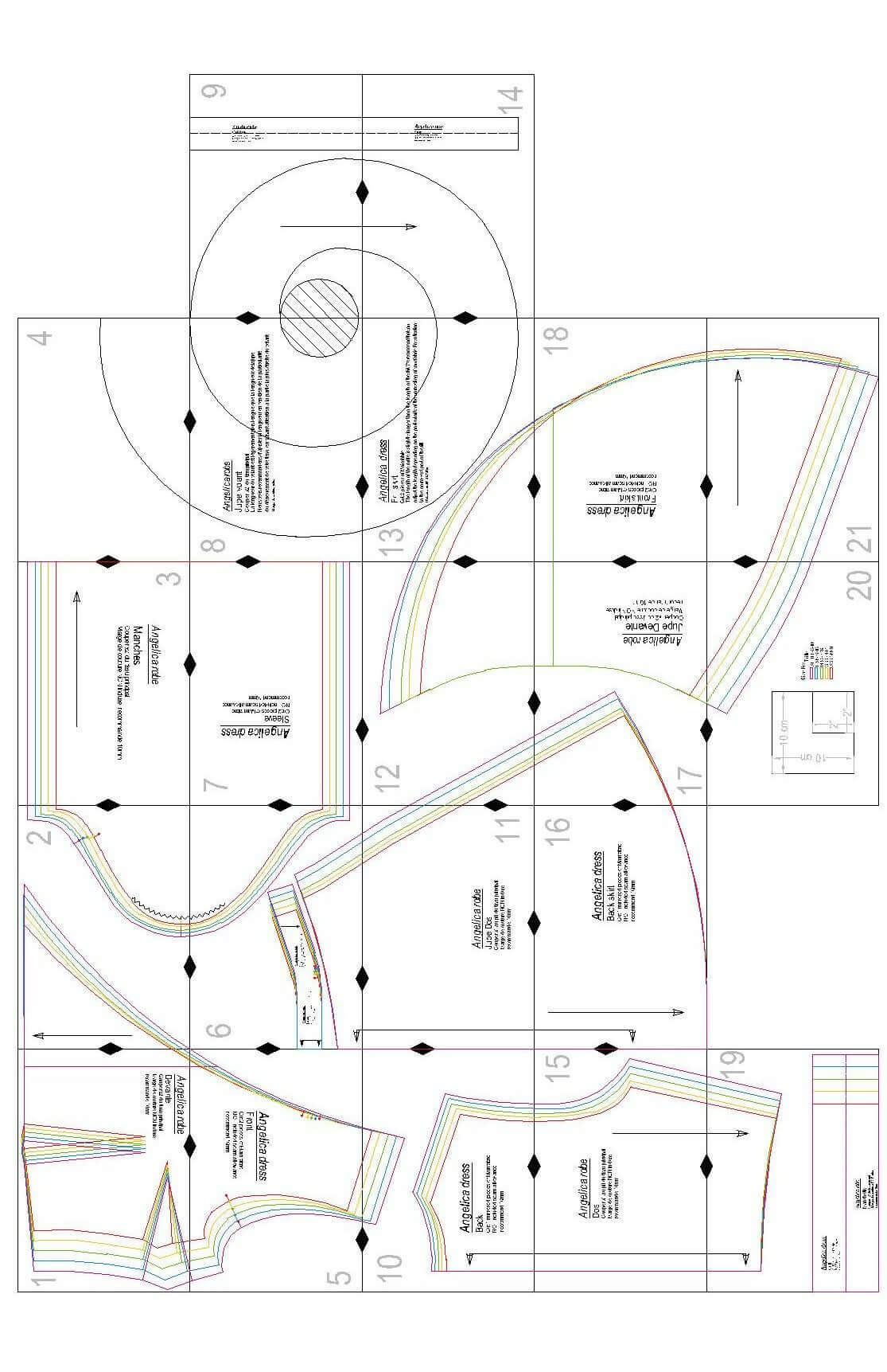 Patron de couture pdf à télécharger pour Robe Cache-Coeur - XS-XL - ANGELICA, guide A4/A0/US Letter, niveau intermédiaire.