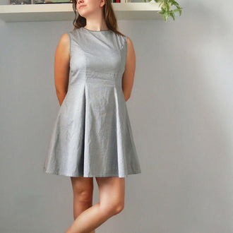 Robe Rochelle - 32 au 56 en tissu rayé, patron de couture pdf à télécharger, robe rétro flatteuse avec passepoil et poches optionnelles