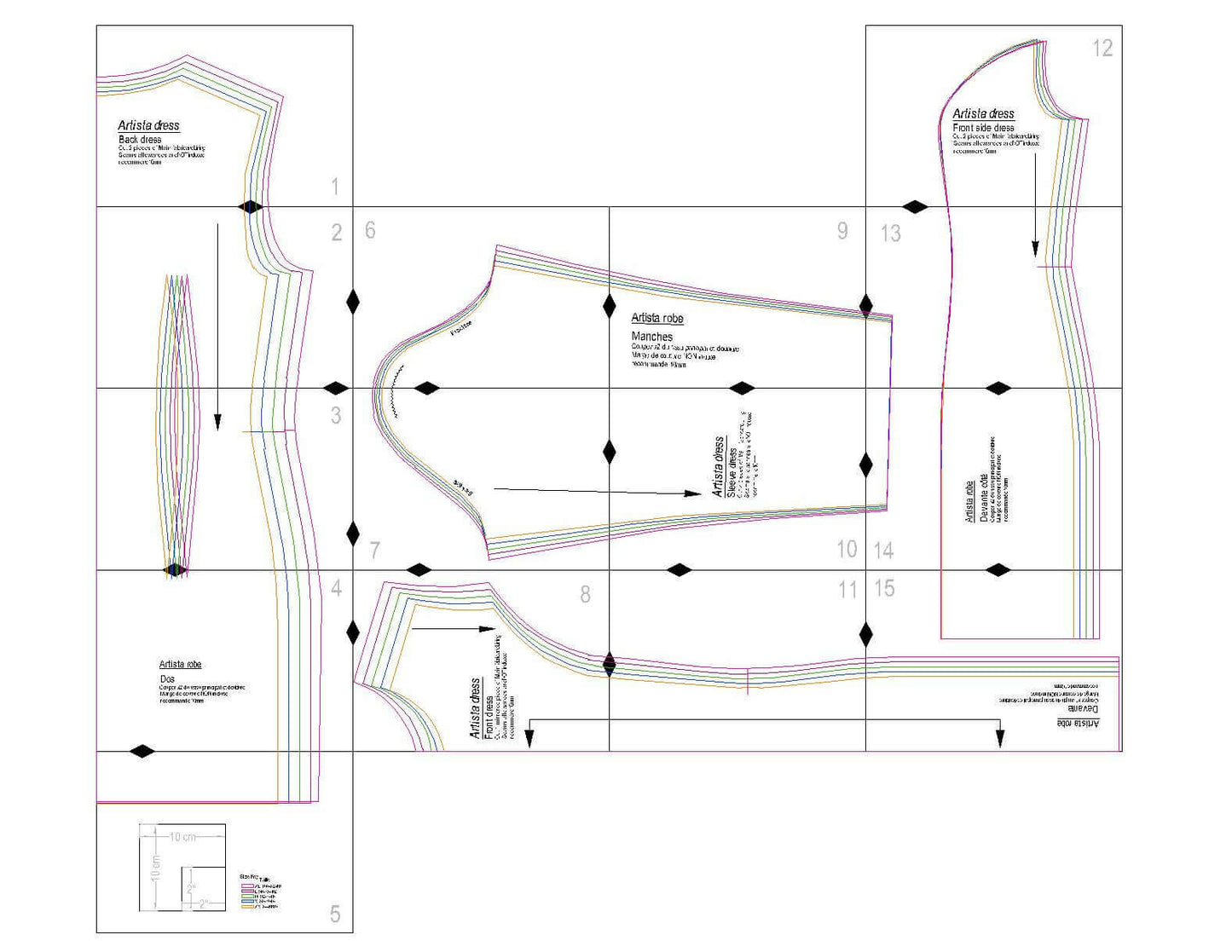 Patron de couture PDF à télécharger pour robe femme - XS-XL - ARTISTA, niveau intermédiaire.