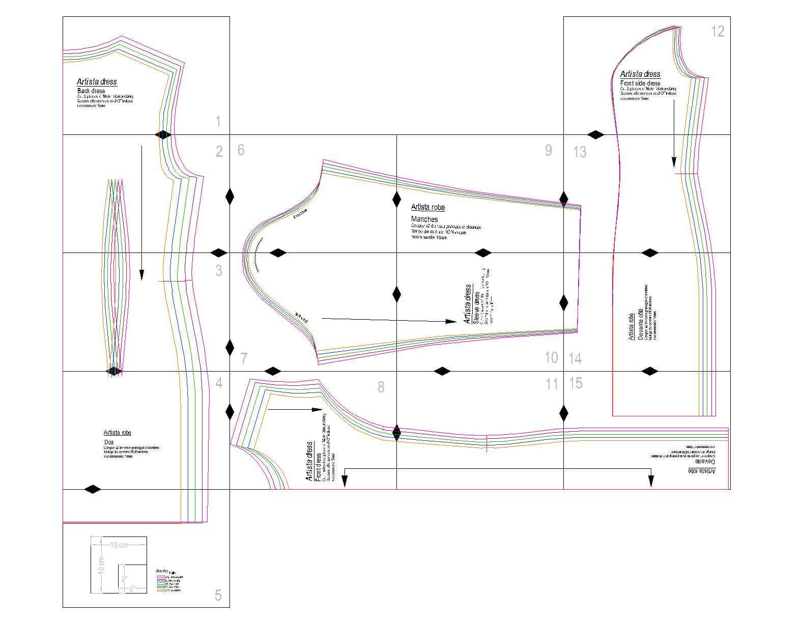 Patron de couture PDF à télécharger pour robe femme - XS-XL - ARTISTA, niveau intermédiaire.