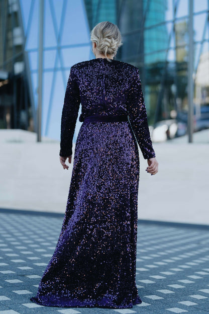 Robe - XS-XL - ARTISTA et jupe en sequins violets, vue arrière, élégante et moderne.