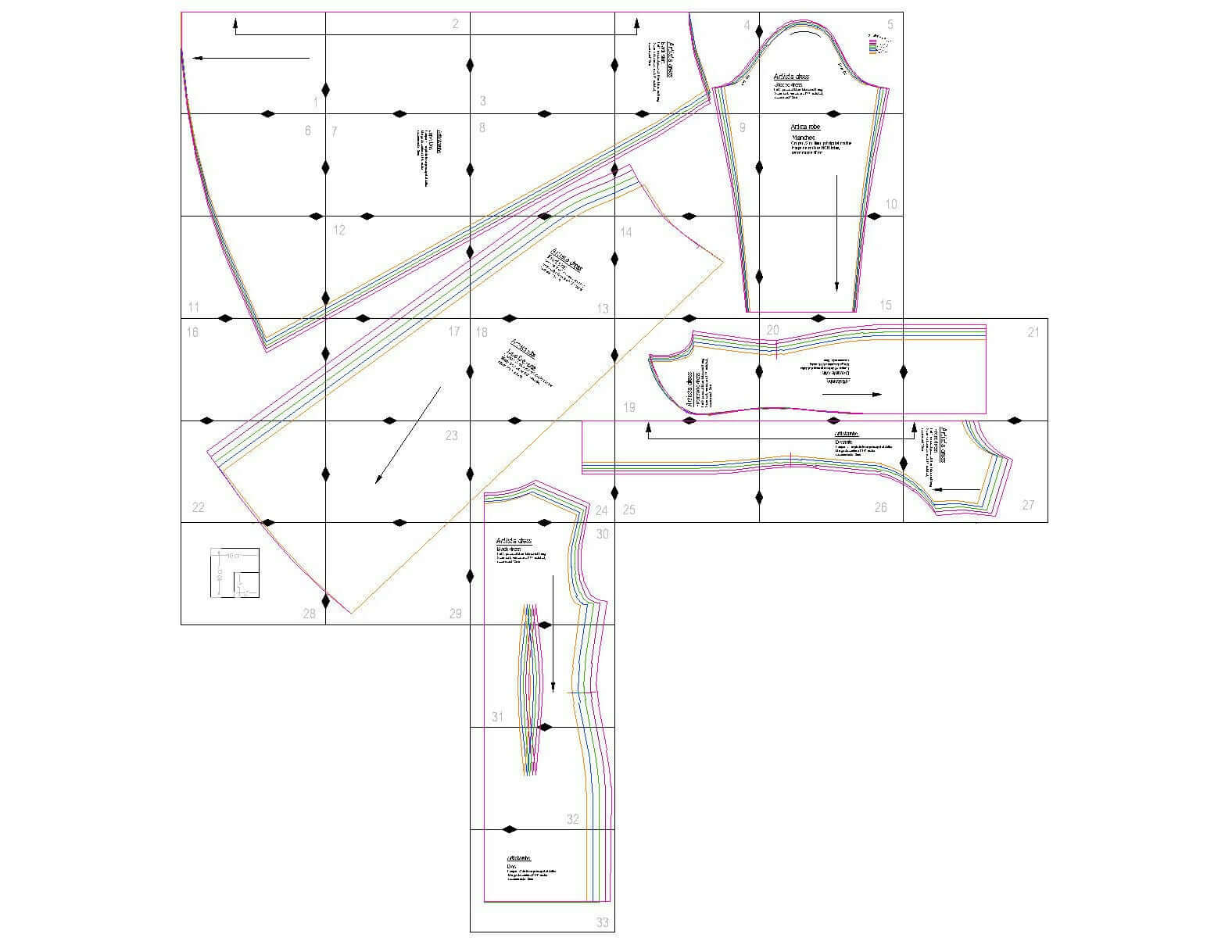 patron de couture PDF à télécharger pour Robe - XS-XL - ARTISTA et jupe avec instructions d'impression.