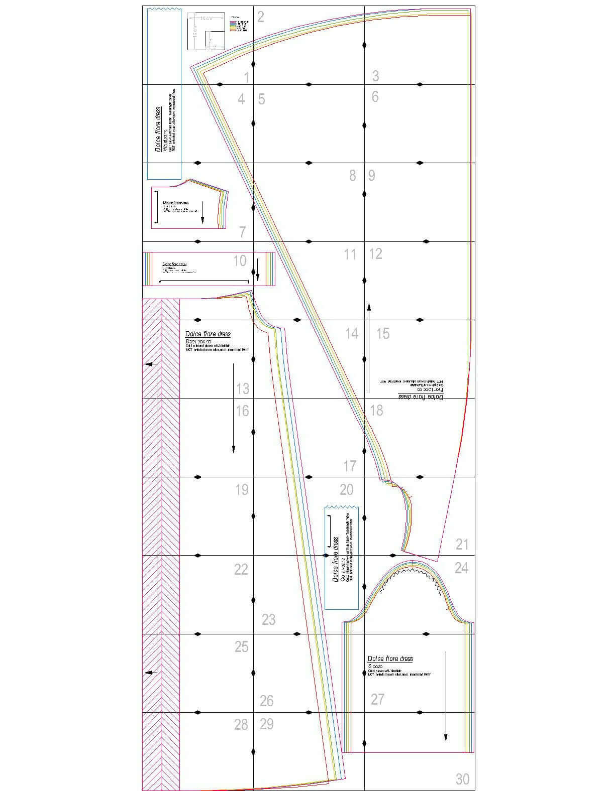 Robe - XS-XL - DOLCE FIORE, patron de couture PDF à télécharger, modèle de couture sur feuille A4.
