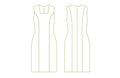 Schéma du Robe - XS-XL - EASY BUSY, patron de couture PDF à télécharger, niveau intermédiaire à expert, tailles XS à XL.