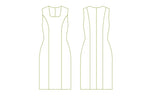 Schéma du Robe - XS-XL - EASY BUSY, patron de couture PDF à télécharger, niveau intermédiaire à expert, tailles XS à XL.