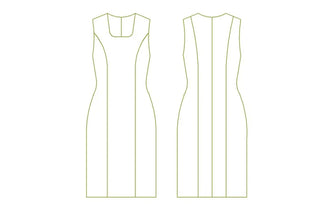 Schéma du Robe - XS-XL - EASY BUSY, patron de couture PDF à télécharger, niveau intermédiaire à expert, tailles XS à XL.