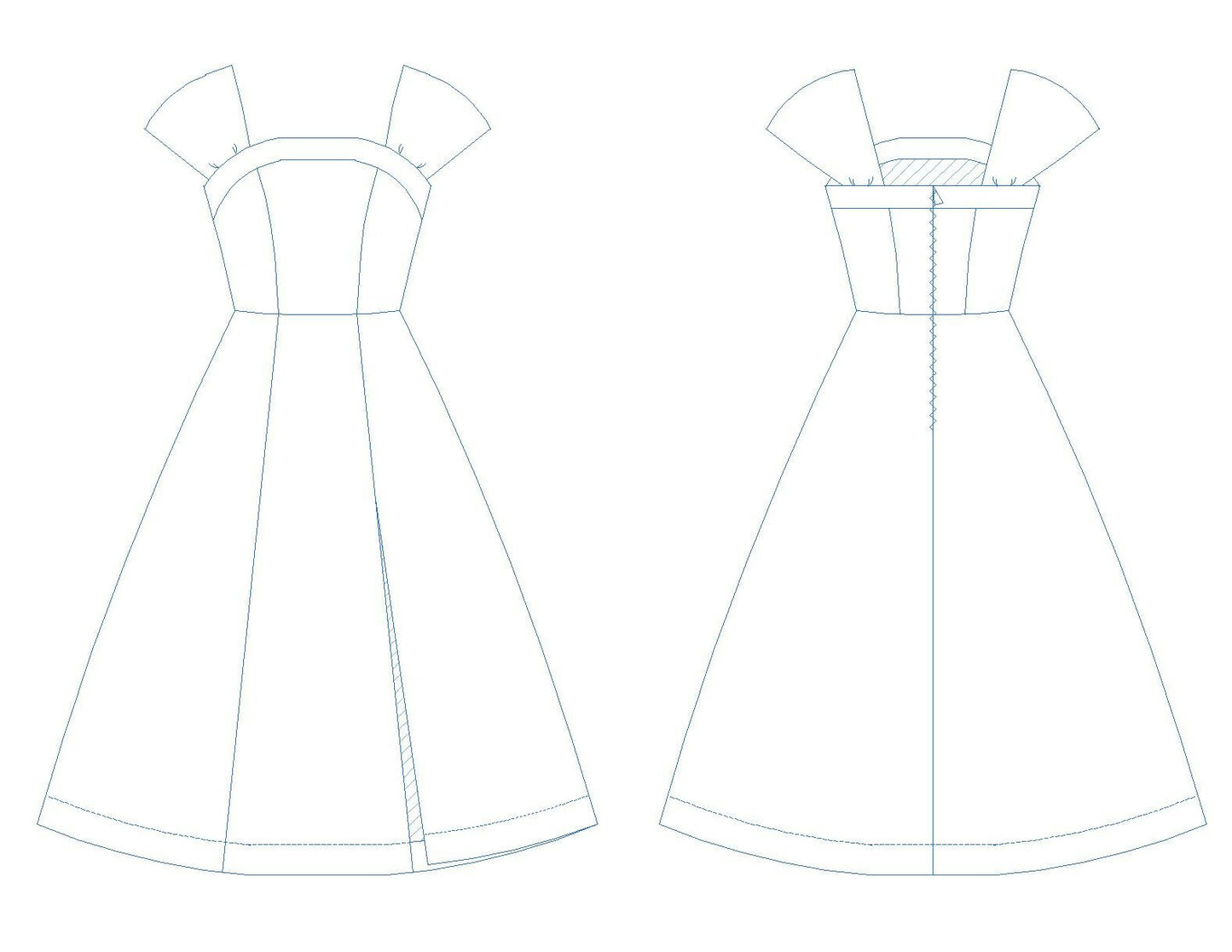 Patron de couture robe femme PDF - Robe - XS - XL - WALK AND SHINE, patron de couture pdf à télécharger, tailles XS à XL.