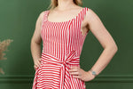 Robe - XS/L - CANDY en rayures rouges et blanches, patron de couture pdf à télécharger intermédiaire, tailles XS à L disponibles.