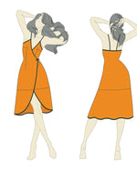 Illustration du patron de couture pdf à télécharger pour la Robe - XS/L - FALL IN LOVE, vue de face et de dos.