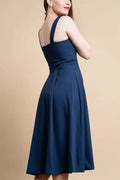 Robe - XS\XL - CLÉ du SUCCÈS en bleu, vue de dos, patron de couture PDF à télécharger, tailles XS à XL, niveau intermédiaire.