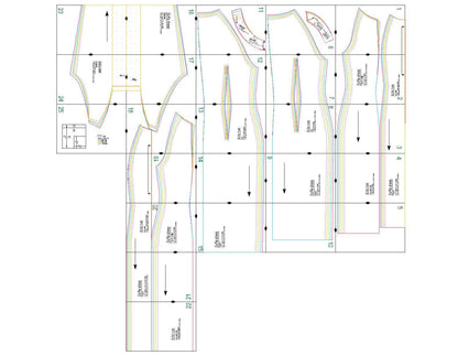 Patron de couture PDF à télécharger pour Robe - XS/XL - SOFIA, niveau intermédiaire, tailles XS à XL, formats A4/A0/US Letter.