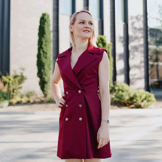 Robe - XXS/XL - BURGUNDY, patron de couture pdf à télécharger, vue extérieure, niveau intermédiaire.