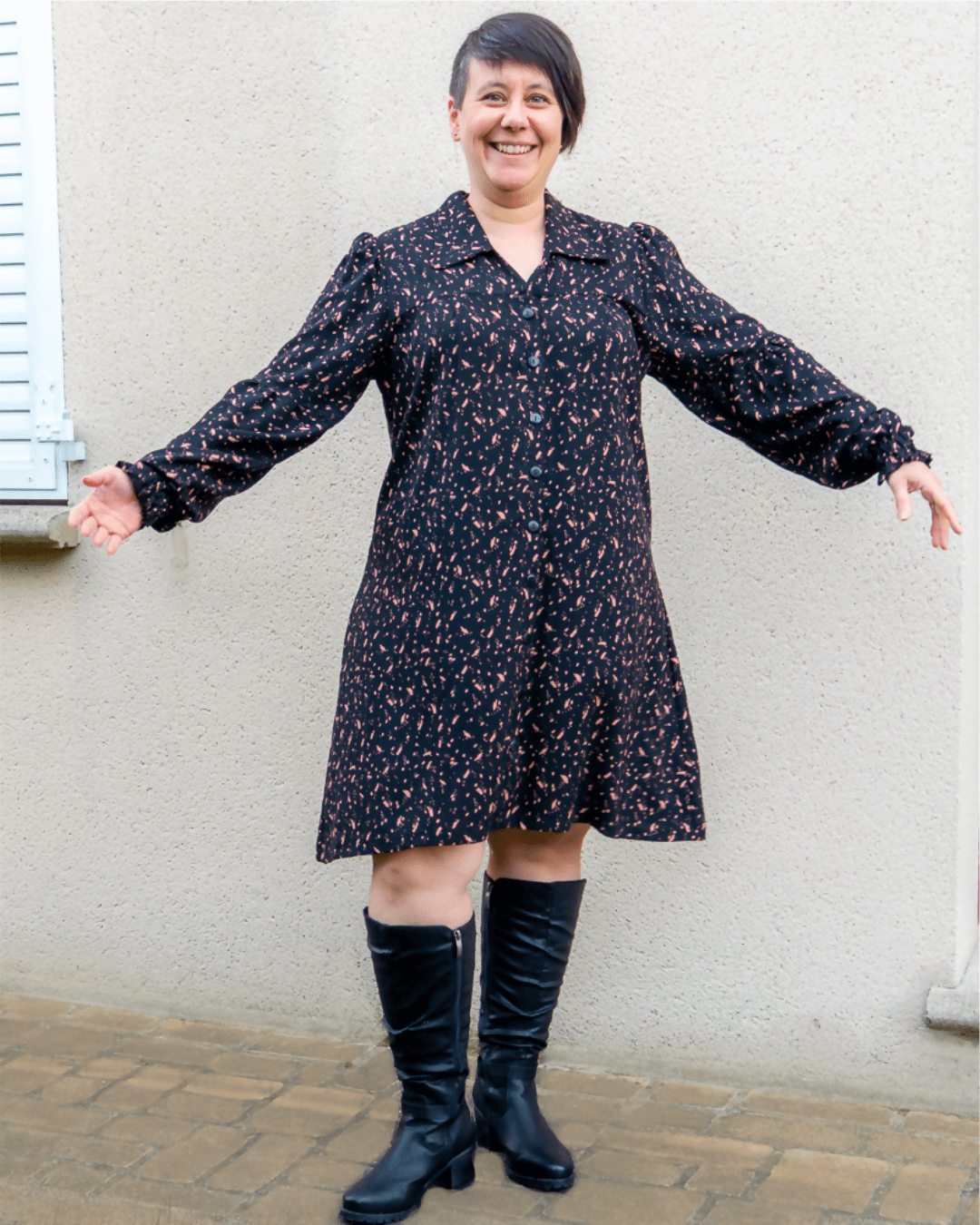 Robe chemise / Chemise « Raisin blanc » - Patron PDF du 34 au 56 (4 statures), modèle porté, patron de couture pdf à télécharger.