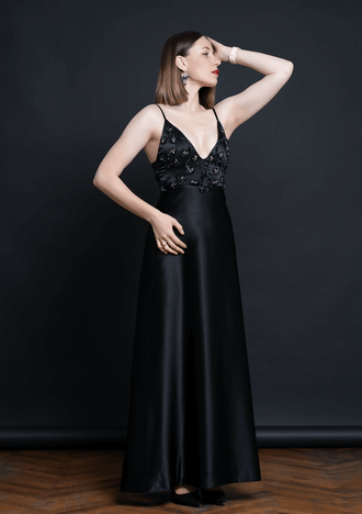 Robe de soirée - XS/M - BLACK SWAN, patron de couture PDF à télécharger, élégante et sophistiquée, niveau intermédiaire, tissus en soie.