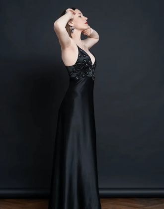 Robe de soirée - XS/M - BLACK SWAN, patron de couture PDF à télécharger, élégante robe longue noire pour intermédiaire.