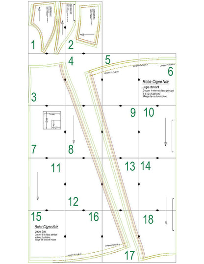 Patron de couture PDF à télécharger pour Robe de soirée - XS/M - BLACK SWAN, niveau intermédiaire, tailles XS-M, format A4/A0/US Letter.