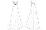 Robe de soirée - XS/M - BLACK SWAN patron de couture pdf à télécharger, illustration dos et devant avec détails de couture