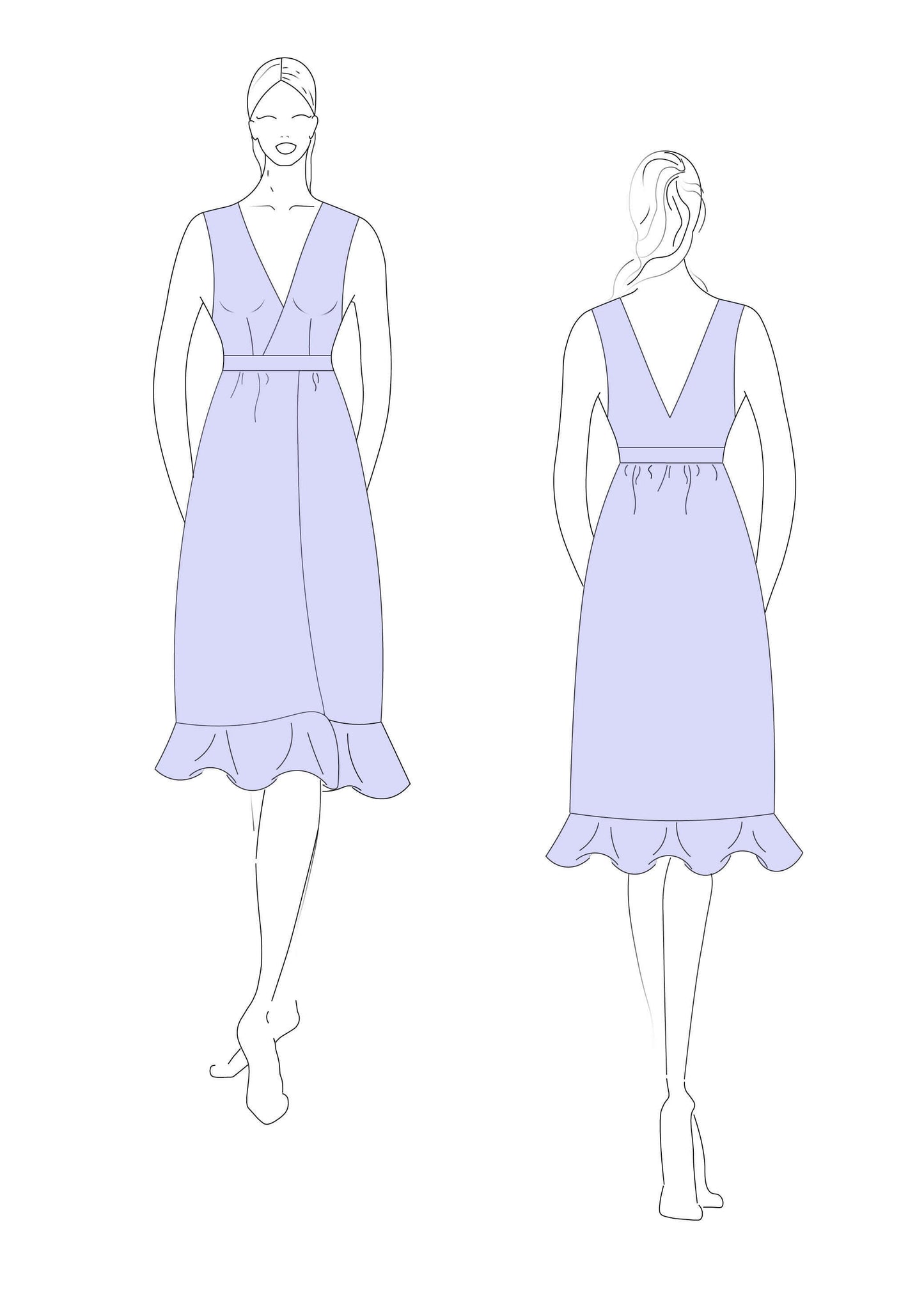 Illustration du patron Robe du XS au XL - KISSABLE, modèle élégant pour couturières, patron de couture PDF à télécharger