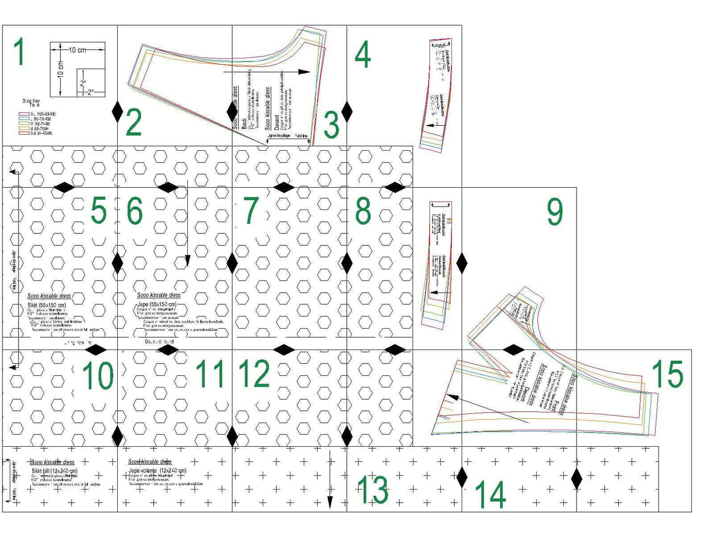 Patron de couture pdf à télécharger pour Robe du XS au XL - KISSABLE, modèle numérique détaillé pour couturières expérimentées.