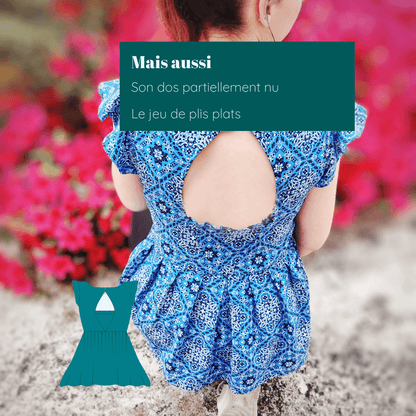 Modèle de la Robe ou Blouse Hirondelle | Taille 32 à 50 avec dos partiel ouvert, patron de couture pdf à télécharger.