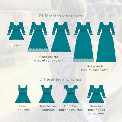 Robe ou Blouse Hirondelle | Taille 32 à 50 - Patron de couture PDF à télécharger, différentes longueurs et manches illustrées