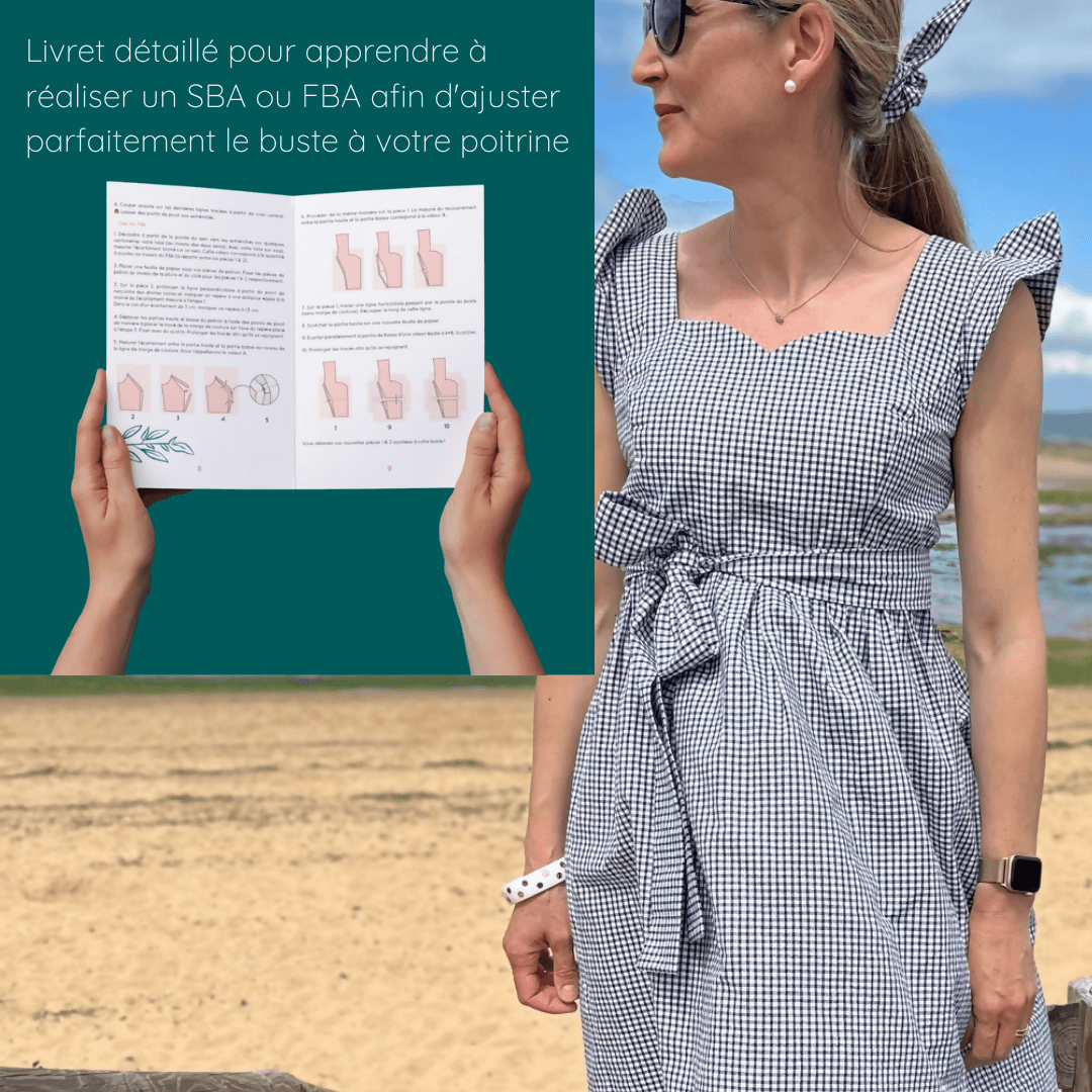 Femme portant la Robe ou Blouse Hirondelle | Taille 32 à 50 avec livret de couture, patron de couture pdf à télécharger inclus.