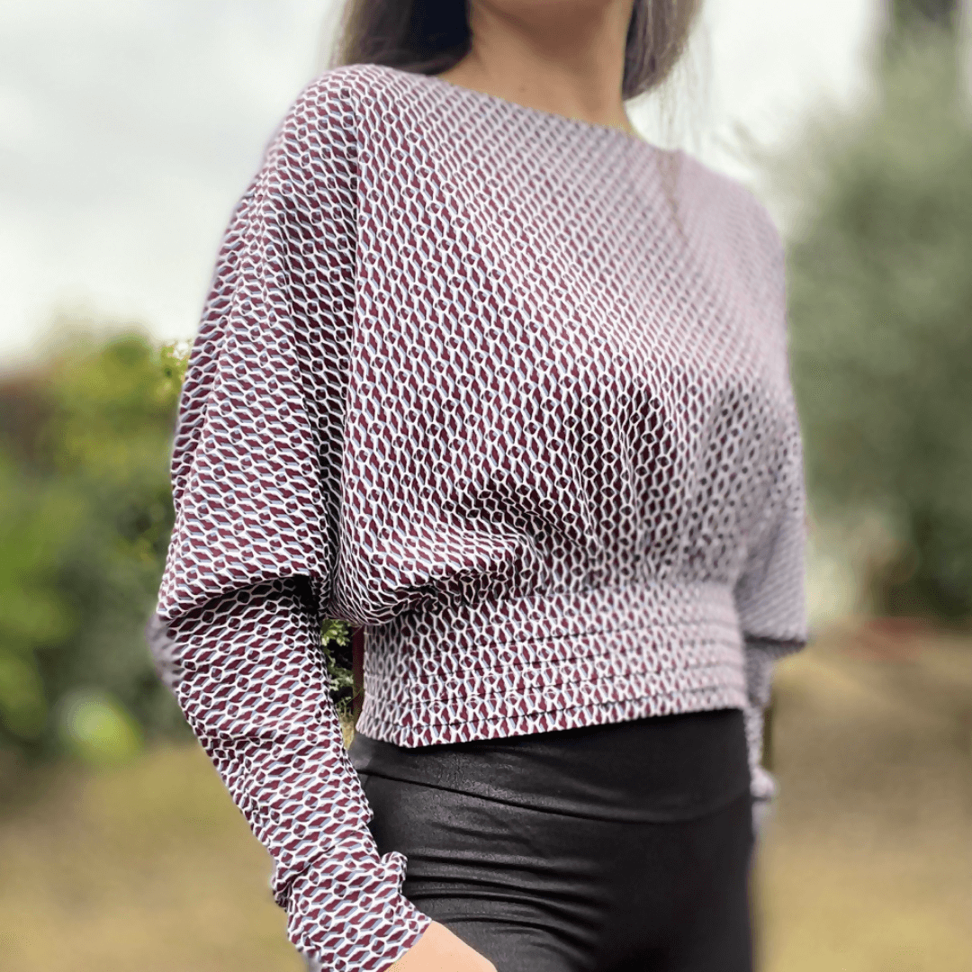 Patron de couture pdf à télécharger : Robe ou Top Manta | Taille 32 à 52 avec manches chauve-souris et dos ouvert, idéal pour les fêtes.