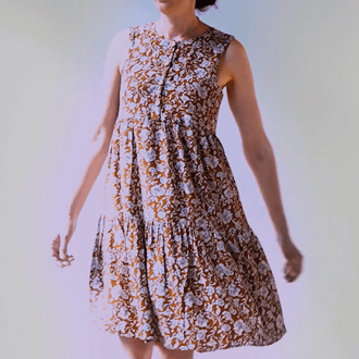 Robe ou top Sorolla avec motif floral, patron de couture pdf à télécharger, vue de face