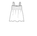 Illustration du patron de couture Robe à smock (facile) Porquerolles à télécharger en PDF, dessin technique de la robe à smocks avec bretelles.