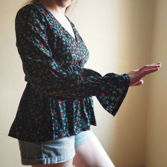 Robe/Top "Glynis" du 32 au 60 avec manches longues bouffantes, patron de couture pdf à télécharger.