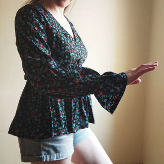 Robe/Top "Glynis" du 32 au 60 avec manches longues bouffantes, patron de couture pdf à télécharger.
