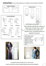 Patron de couture PDF à télécharger pour Robe/Top "Limurine" du 32 au 60, modèle versatile en maille avec options de style.
