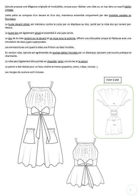 Robe/Top "Spinule" du 32 au 60 - patron de couture PDF à télécharger pour une élégance vintage et modulable.