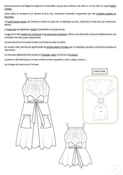 Robe/Top "Spinule" du 32 au 60 - patron de couture PDF à télécharger pour une élégance vintage et modulable.