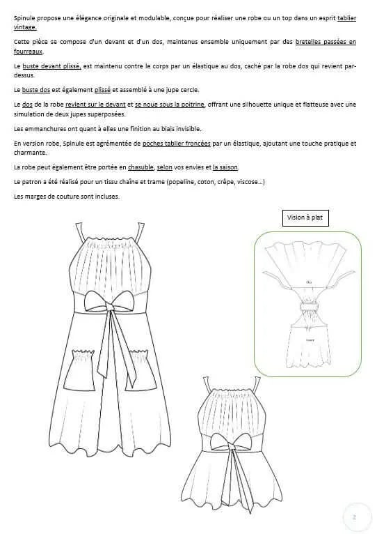 Robe/Top "Spinule" du 32 au 60 - patron de couture PDF à télécharger pour une élégance vintage et modulable.