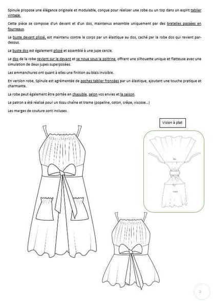 Robe/Top "Spinule" du 32 au 60 - patron de couture PDF à télécharger pour une élégance vintage et modulable.
