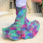 SANTANA - Jupe longue à volants pour femmes du 34 au 54 en mouvement, patron de couture pdf à télécharger pour style bohème chic.
