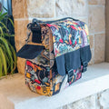 Sac besace, façon sac US, 3 tailles – Muscade, avec motif coloré, disponible en patron de couture pdf à télécharger.