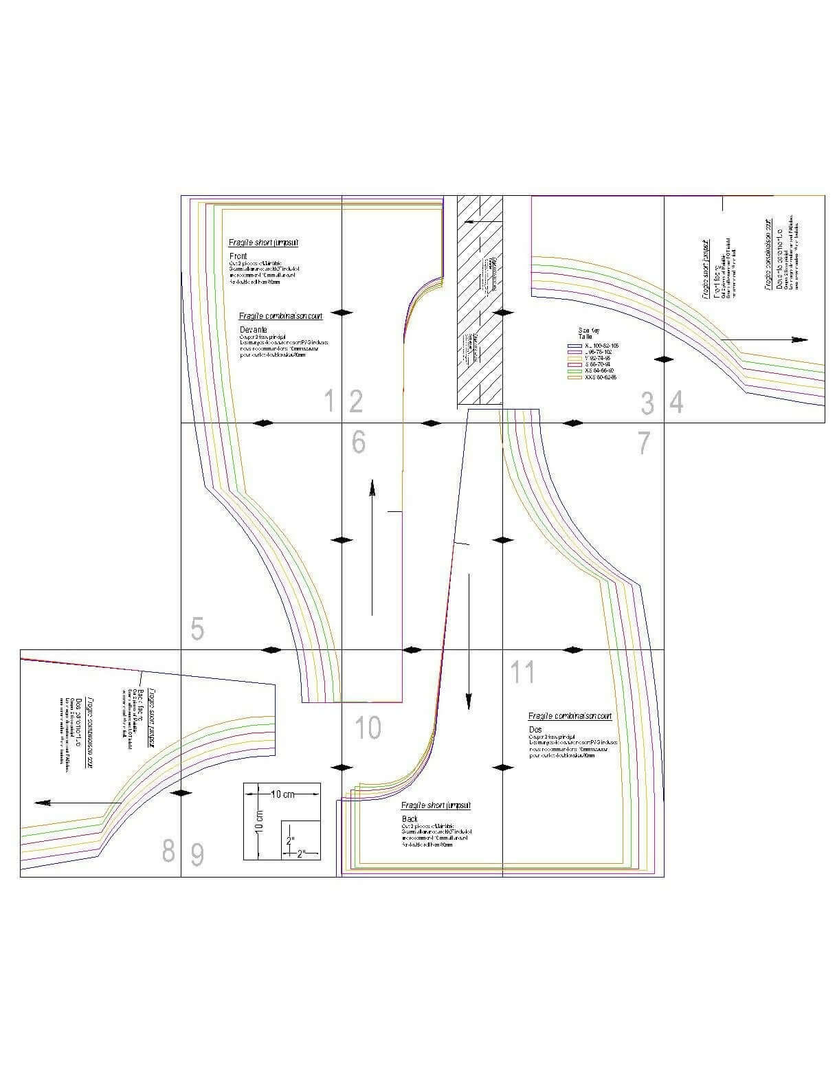 Patron de couture PDF pour Short Combinaison - XXS/XL - FRAGILE, niveau intermédiaire, format A4/A0/US Letter, à télécharger