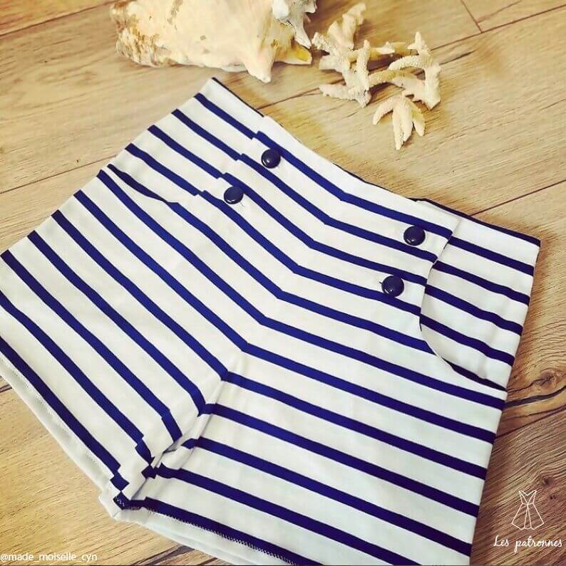 Short Titouan - femme et enfant, patron de couture pdf à télécharger avec poches et boutons, idéal pour un look mère fille.