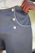 Short Titouan - femme et enfant, patron de couture PDF à télécharger, détail boutonnière et poche intégrée pour look mère-fille.