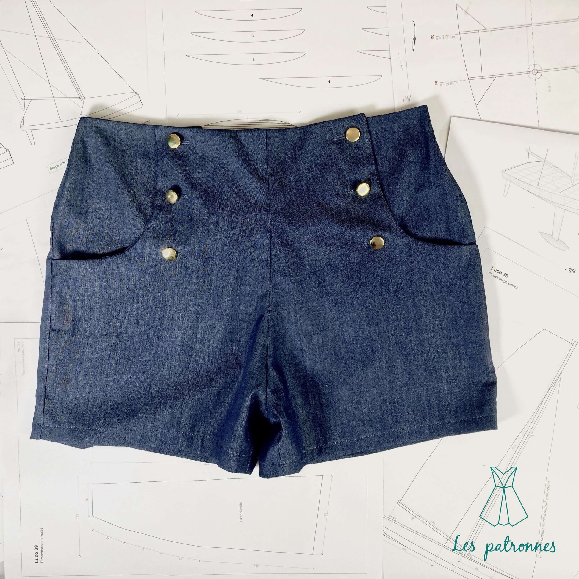 Short Titouan - femme et enfant avec poches et boutons, patron de couture pdf à télécharger.