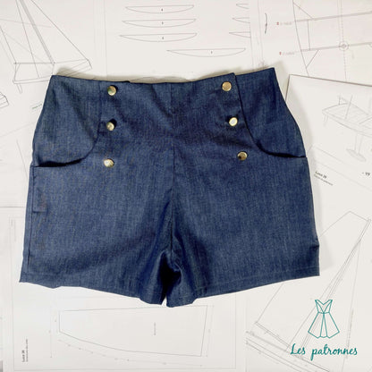 Short Titouan - femme et enfant avec poches et boutons, patron de couture pdf à télécharger.