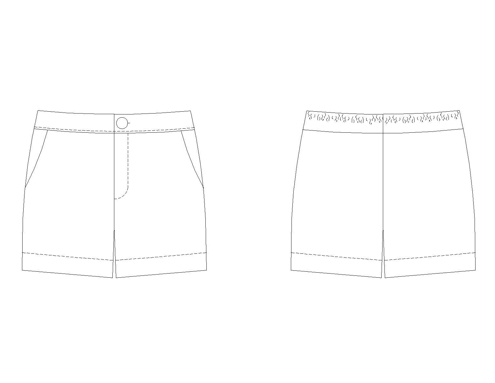 Patron de couture PDF à télécharger pour short homme - XS/XXL - BREATH, design avant et arrière, tailles intermédiaires.