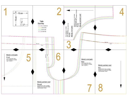 Patron de couture PDF à télécharger pour Shorts - S/XL - MELODY, tailles S à XL, format A4/A0/US Letter, niveau intermédiaire.