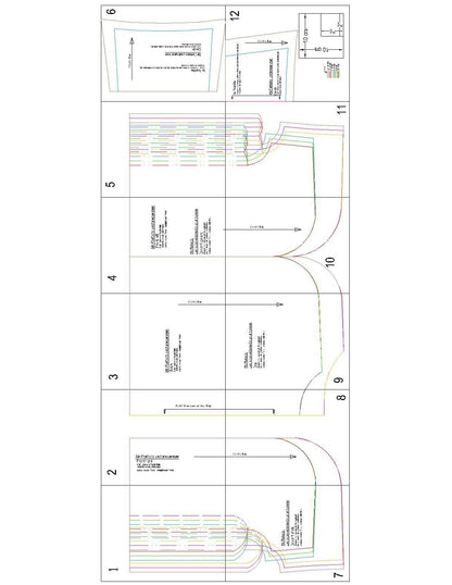 Diagramme du patron de couture PDF à télécharger pour Sous-vêtement à base - XXS/XL - MR PERFECTO, tailles XXS à XL, formats A4/A0/US Letter.