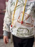 Sweat AVENTURIER - Patron de couture PDF Enfant du 2 au 16 ans, motif véhicules, disponible en patron de couture pdf à télécharger.