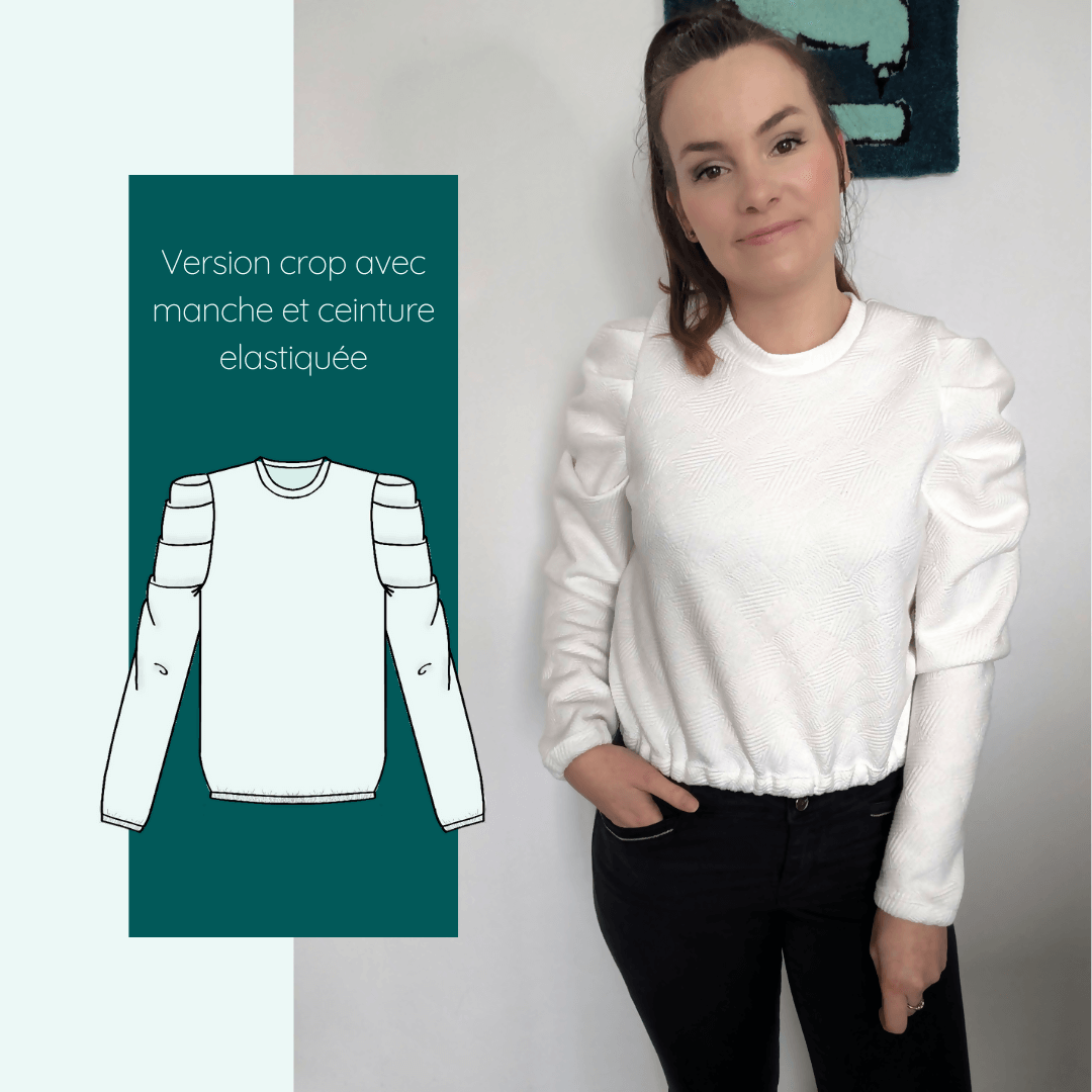 Sweat Calao | Taille 32 à 52 avec manches plissées et dessin du patron de couture pdf à télécharger