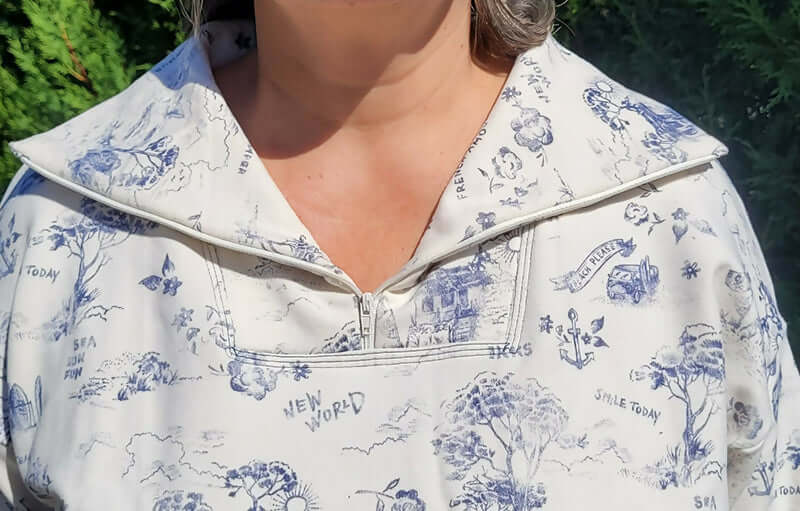 Sweat S pour Elle avec col chic, patron de couture pdf à télécharger en motif imprimé, style unique et confortable.